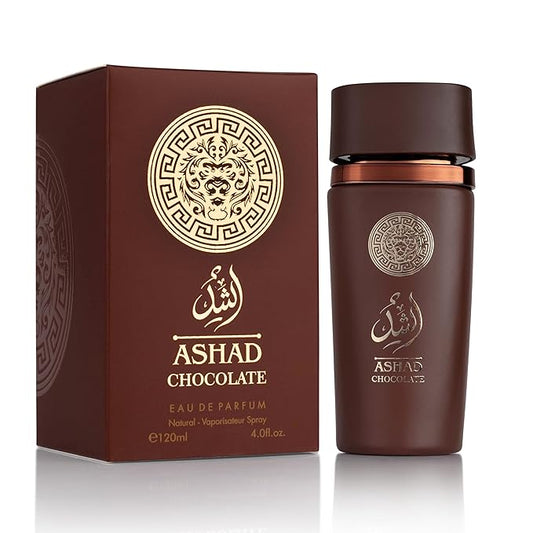 SAADAH Ashad Chocolate Eau De Parfum for Men 4.0 Fl.oz, 120ml Oriental Spicy Gourmand Cologne, Bold Pink Pepper Lavender Cacao, Bourbon Vanilla Amber Vetiver, Long Lasting Masculine Luxury Fragrance