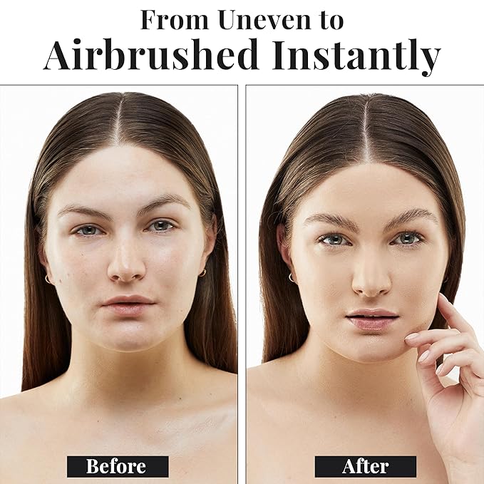 Jerome Alexander MagicMinerals AirBrush Foundation – 2 Piece Set with Airbrush Foundation and Kabuki Brush - Spray Makeup with Anti-aging Ingredients for Smooth Radiant Skin - Bright Medium