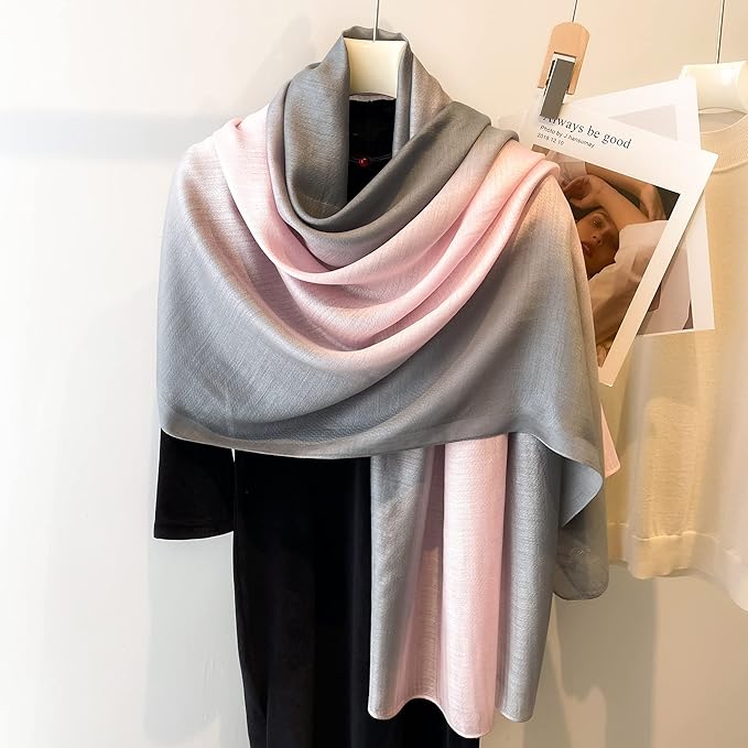 WINCESS.YU Women Gradient Scarf Long Shawls and Wraps Fashion Plain Pashmina Formal Scarf