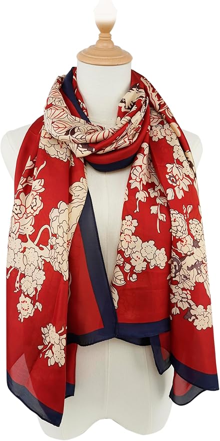 YOUR SMILE Large Mulberry Silk Feeling Long Stain Scarf Lightweight Sunscreen Shawls Wraps for Women