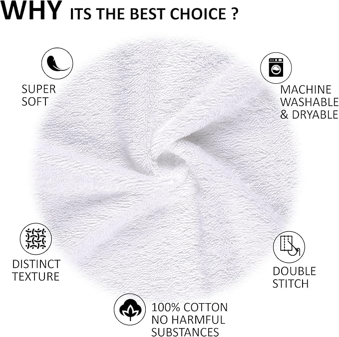 Quick-Dry, Soft & High Absorbent Hand Towels 16"x29" Cotton Turkish Hand Towel Set of 4 | Daily Use 100% Cotton Towels for Bathroom, Gym & More | Bathroom Hand Towels (4 Pcs, White)