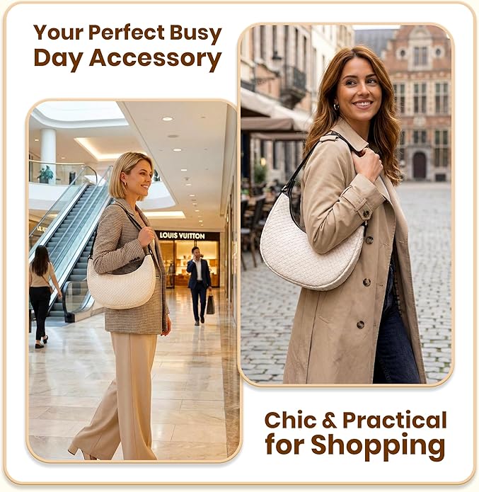 Handmade Woven Genuine Leather Bag, Premium Quality, Crossbody Purse & Hobo Handbag, Diagonal Pattern, 11.81x3.94x9.06 Inches