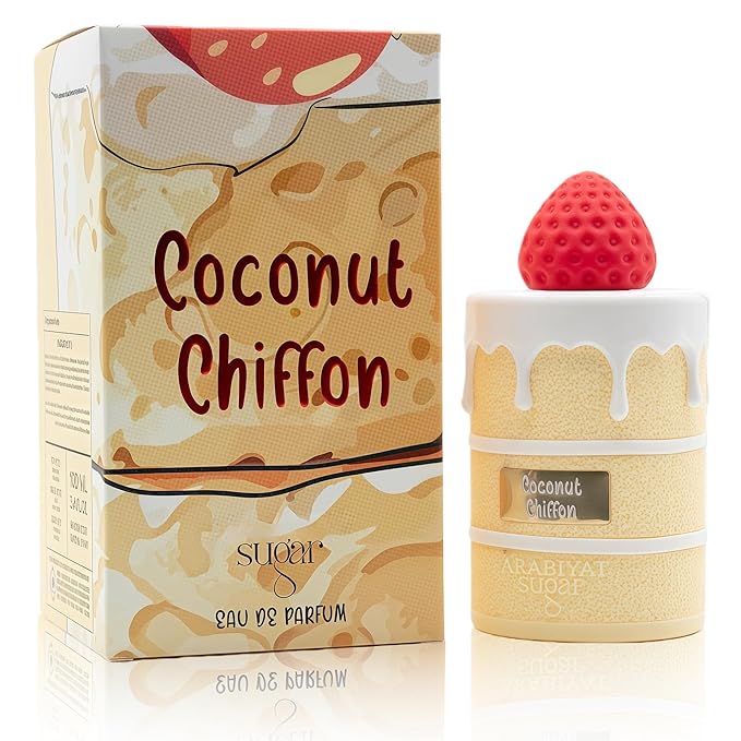 Coconut Chiffon Perfume for Women, Gourmand Scent with Vanilla & Toffee, Long Lasting Comforting EDP for Daily Use, 3.4 Fl Oz