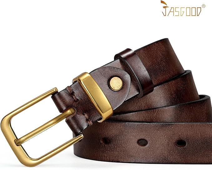 JASGOOD Women Belt Genuine leather Belt with Vintage Metal Buckle,Ladies Full Grain Leather Belt for Jeans Pants