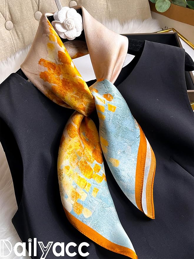 Dailyacc Hair Bandanas Scarf For Women Lightweight Fashion Neck Silk Satin Head Scarves For Sleeping Handbags Scarf