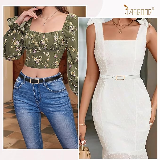 JASGOOD Women Reversible Leather Belt for Pants Jeans Ladies Waist Belt for Dresses