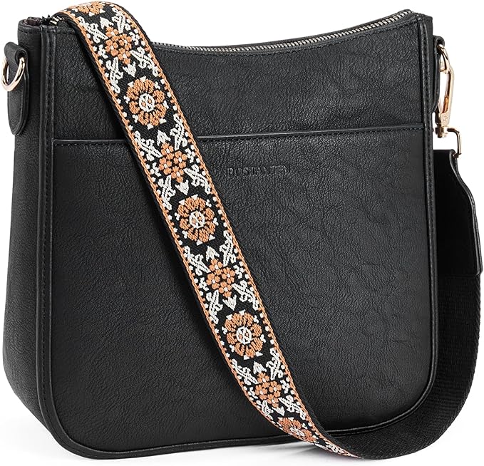 BOSTANTEN Crossbody Bags for Women Trendy Vegan Leather Hobo Purses Shoulder Handbags With Wide Shoulder Strap