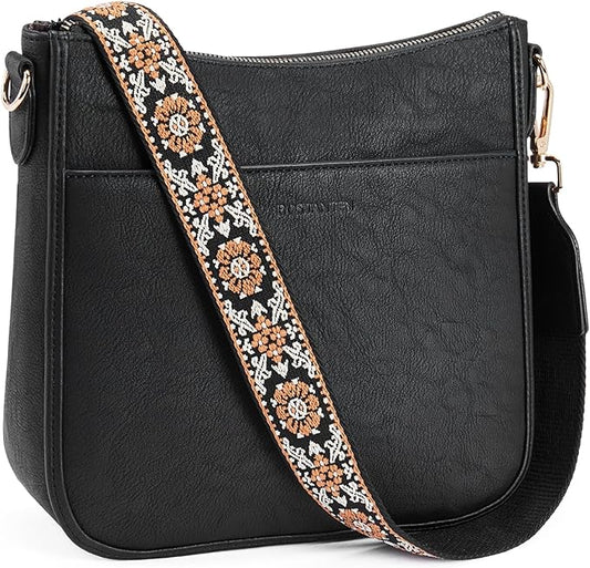 BOSTANTEN Crossbody Bags for Women Trendy Vegan Leather Hobo Purses Shoulder Handbags With Wide Shoulder Strap