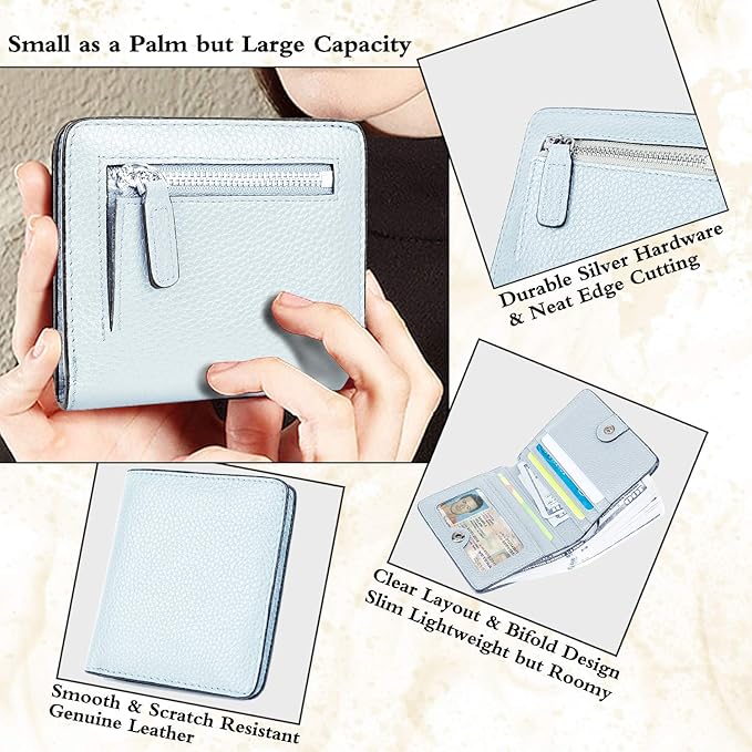 AINIMOER Small Leather Wallet for Women, Ladies Credit Card Holder RFID Blocking Women's Mini Bifold Pocket Purse