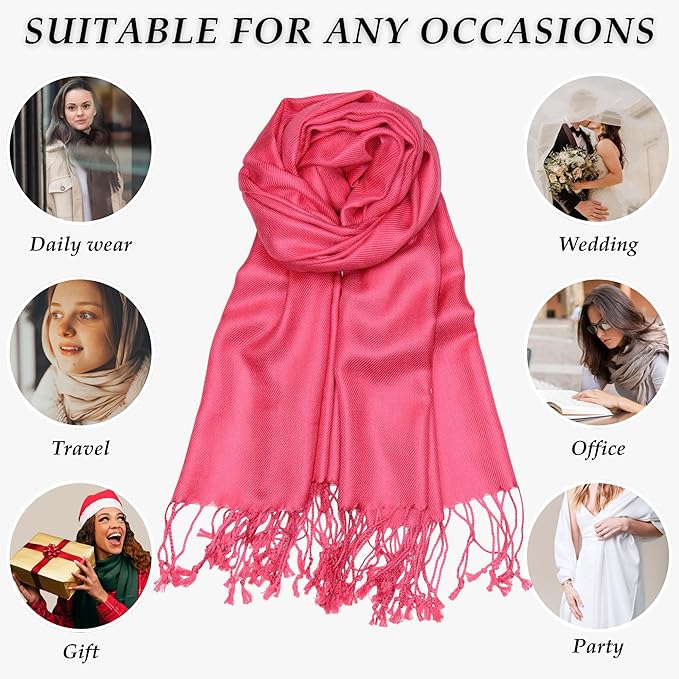 Achillea Soft Silky Pashmina Scarf for Women – Shawl Wrap for Evening Dresses, Bridesmaids, Weddings & Everyday Wear