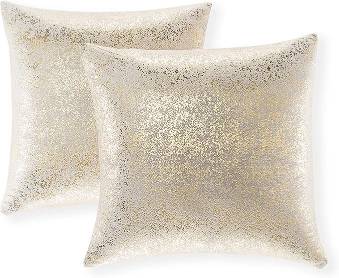 Xinrjojo Set of 2 20 x20 Inch Throw Pillow Covers, Cushion Cases, Decorative Square Pillow Case for Home Sofa Couch Chair Back Seat Bedroom Car, Invisible Zipper (Bronzing-Light Gray)