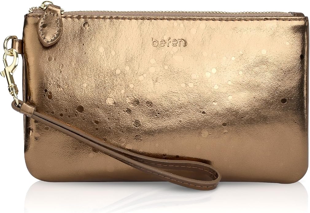 befen Genuine Leather Wristlet Clutch RFID Blocking Bag Cell Phone Wallet Purse Wristlet Wallet Purses and Handbags for Women