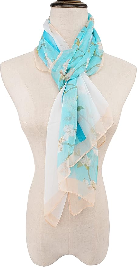 YOUR SMILE Ladies/Women's Lightweight Floral Print/Solid Color mixture Shawl Scarf For Spring Summer season