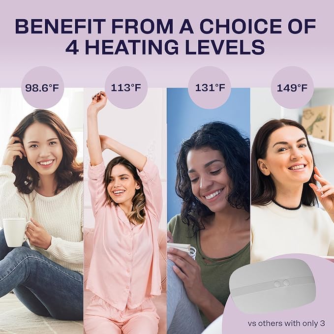 Heating Pad for Cramps | Period Pad for Cramps, Cordless Menstrual Heating Pad with 4 Temperature Levels, 5 Vibration Settings, Portable, Fast Heating, Auto Shut-Off, Large Battery Capacity