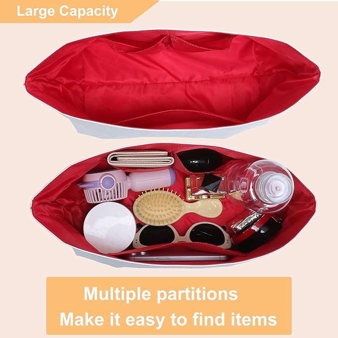 Doxo Upgraded Lv Neverfull PM Organizer Insert, Bag Organizer for Lv Neverfull Medium, Dupontpaper Lightweight & Waterproof Purse Insert Organizer with Multi-pockets(White-no zipper,PM)
