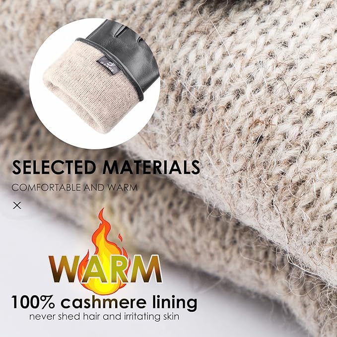 Dsane Womens Winter Leather Touchscreen Texting Warm Driving Lambskin Pure Genuine leather Gloves
