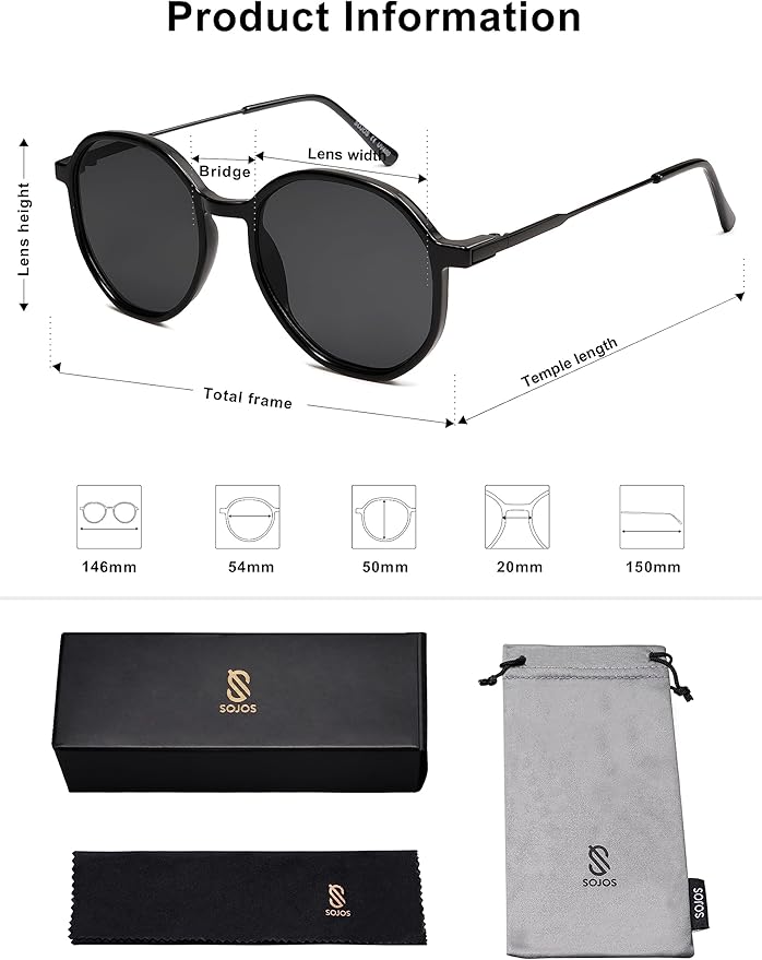 SOJOS Trendy Designer Hexagon Round Sunglasses for Women Fashion Big Shades Geometric Women Sunglasses SJ2181