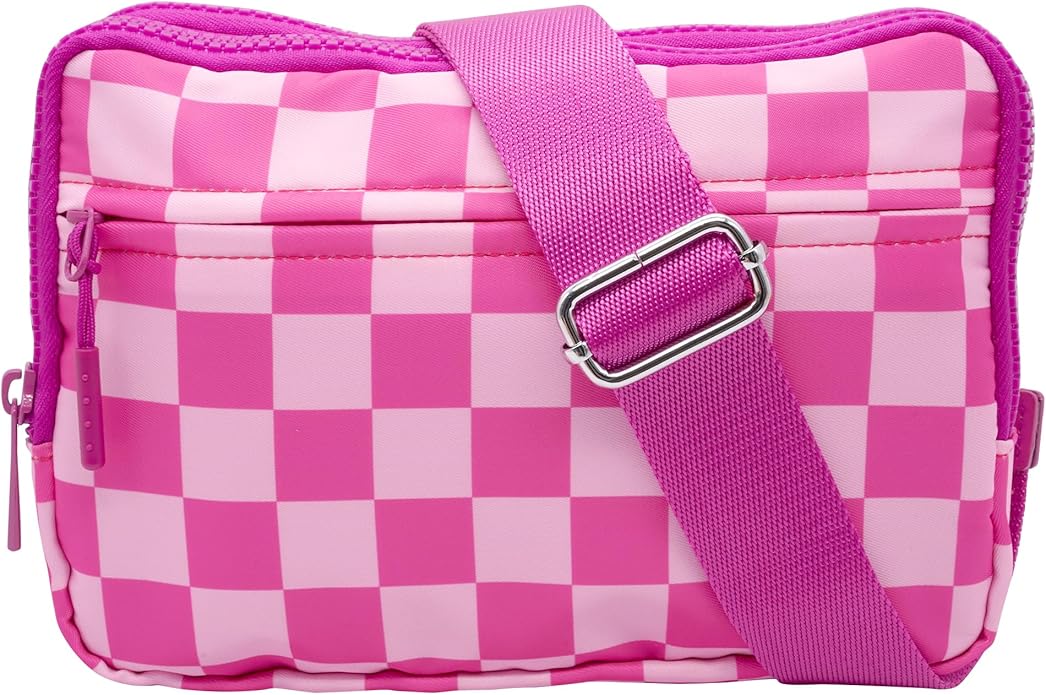 Wristlet Wallets for Women Checkered Nylon Quilted Wallet Travel Crossbody Bags with 4 Zippers Coin Card Phone Holder