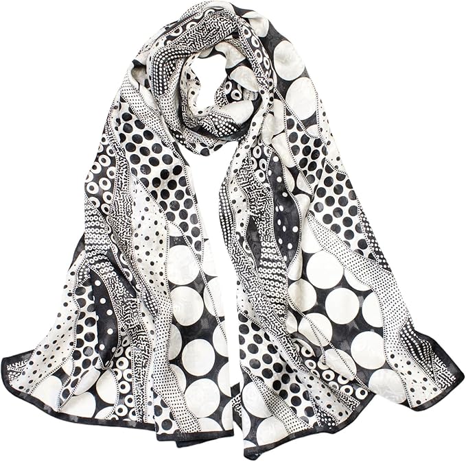 100% Mulberry Silk Scarfs for Women Floral Print Satin Long Scarf for Headscarf Hair Wraps Shawl with Gift Packed