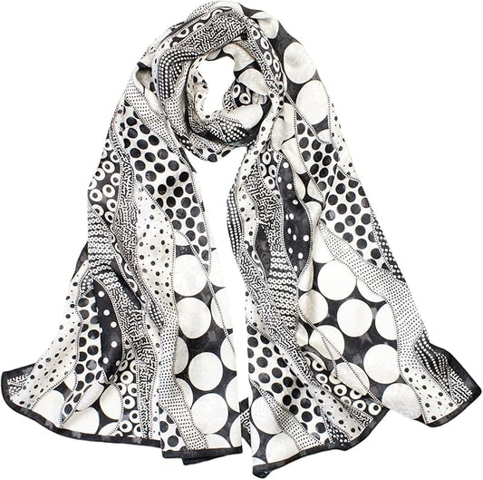 100% Mulberry Silk Scarfs for Women Floral Print Satin Long Scarf for Headscarf Hair Wraps Shawl with Gift Packed