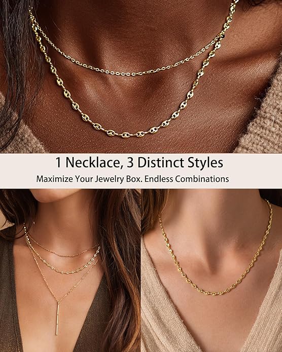 Link Gold Chain 14K Gold Plated Trendy Rope Paperclip Thick Chain Necklace Minimalist Layered Gold Chain Choker Necklaces for Women