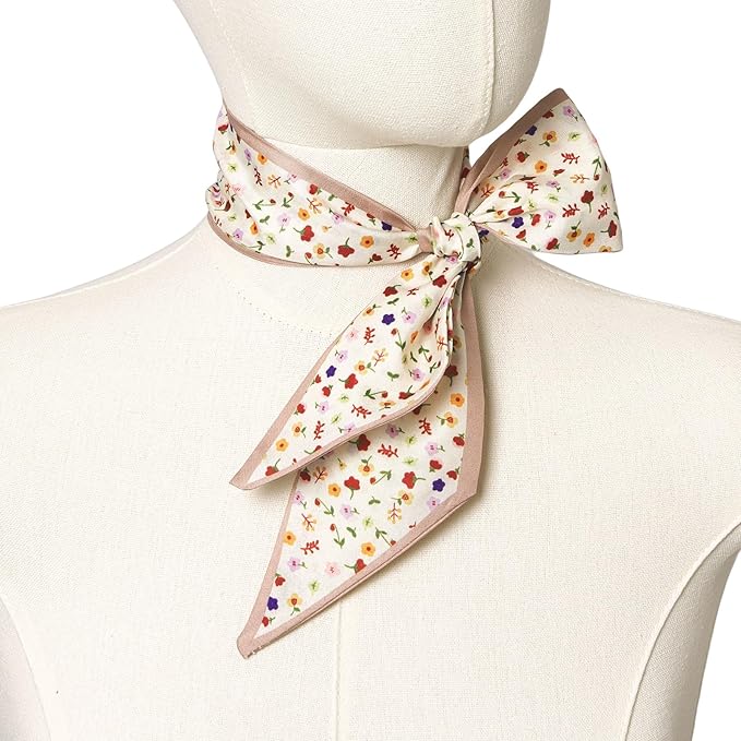 4 Pack Purse Scarf Handbags Skinny Twill Hair Scarves Narrow Neck Scarf Band Women Fashion Accessories Bag Charms