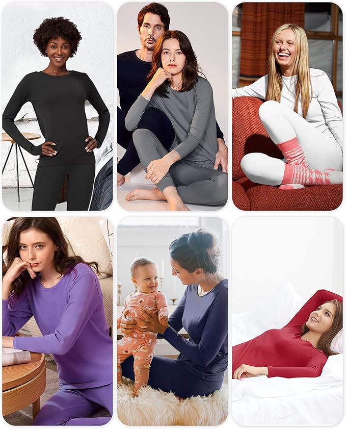 WEERTI Thermal Underwear for Women Long Johns with Fleece Lined Base Layer Women Cold Weather Top Bottom