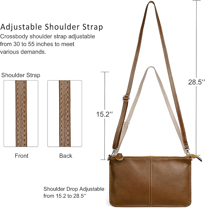befen Genuine Leather Wristlet Clutch Wallet Purses Small Crossbody Bags for Women with RFID Blocking Card Slots