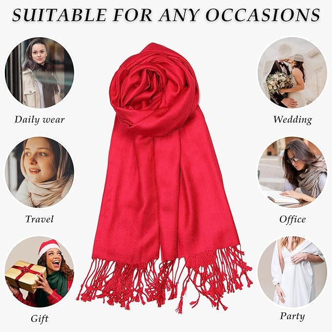 Achillea Soft Silky Pashmina Scarf for Women – Shawl Wrap for Evening Dresses, Bridesmaids, Weddings & Everyday Wear
