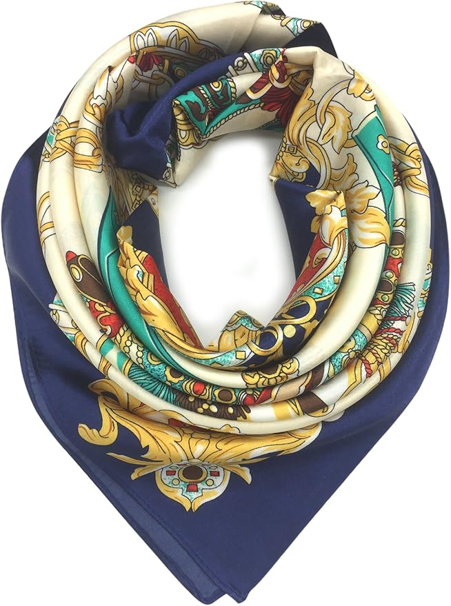 YOUR SMILE Silk Like Scarf Women's Fashion Pattern Large Square Satin Headscarf Headdress
