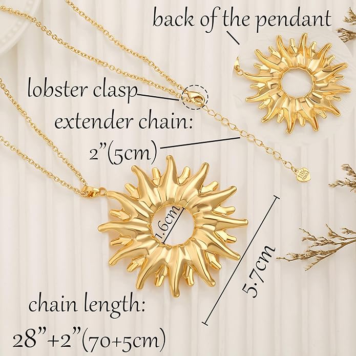 SOFYBJA 18K Gold Plated Circle Pendant Necklace Long Satellite Beaded Chain Jewelry for Women Dainty Hammered Karma Open Circle Charm Geometric Necklace