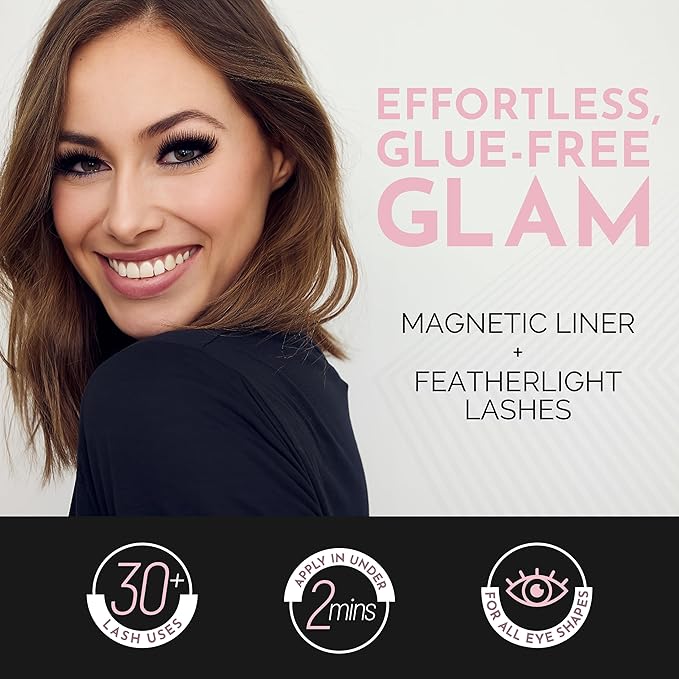 Luxillia Magnetic Eyelashes Kit – 10 Piece Magnetic Eyelash & Eyeliner Set with Applicator – Natural Look Easy Apply Reusable Fake Extension Lashes, No Glue – Pestañas Postizas Magnéticas Naturales