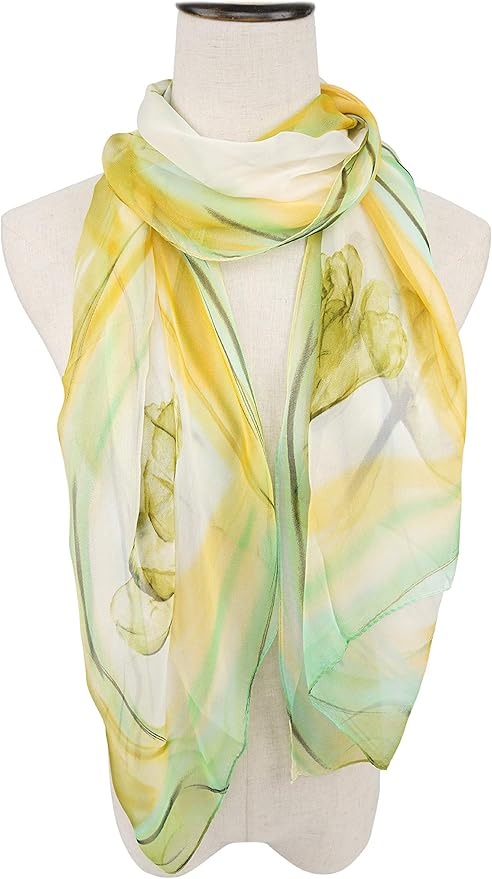 YOUR SMILE Ladies/Women's Lightweight Floral Print/Solid Color mixture Shawl Scarf For Spring Summer season