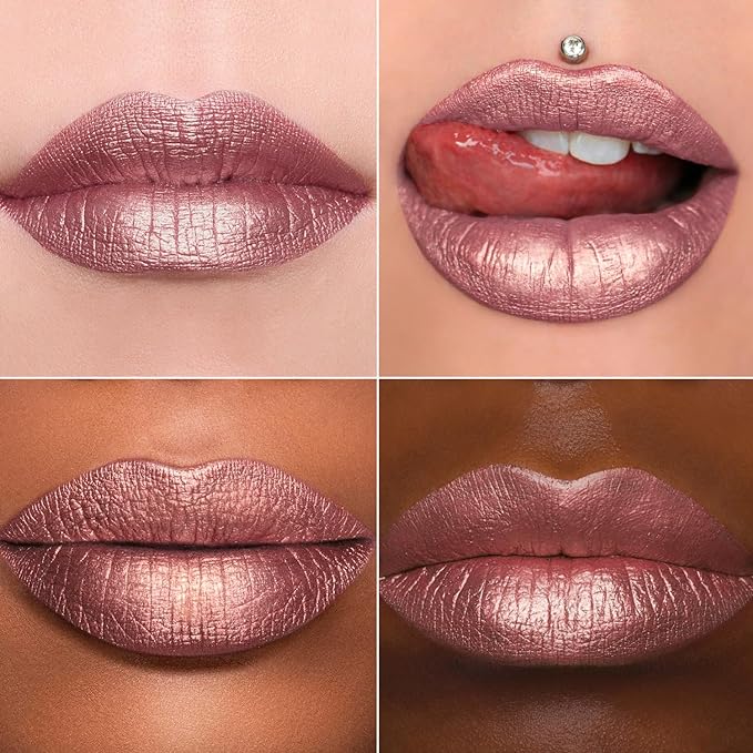 MAKI YIKA Metallic Pink Lipstick for Women Nude Lipsticks Long Lasting Shine Glitter Lipstick No Smudge No Transfer Liquid Lip Gloss (BR010 Sweet Sugar)