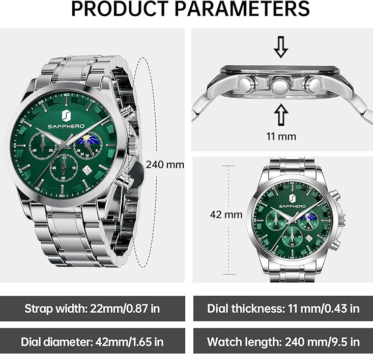 BY BENYAR Mens Watches Analog Quartz Chronograph Waterproof Wrist Watches for Men Fashion Business Work Casual Sport Designer Dress Watch with Calendar Elegant Gifts for Men