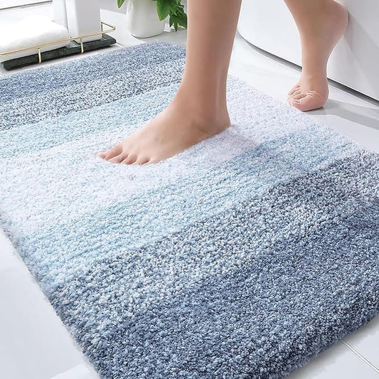 OLANLY Bathroom Rugs Mat 36x24, Extra Soft Absorbent Microfiber Bath Rugs, Rubber Backing, Quick Dry, Machine Washable Bath Mats for Bathroom Floor, Tub and Shower, Home Decor Accessories, Blue