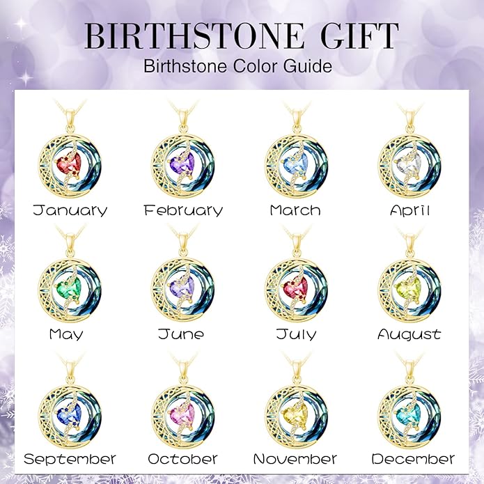 TOUPOP Birthstone Necklace 925 Sterling Silver Moon and Star Pendant with Blue Crystal Celtic Moon Jewelry Birthday Valentines Day Gifts for Women Mom Wife Her