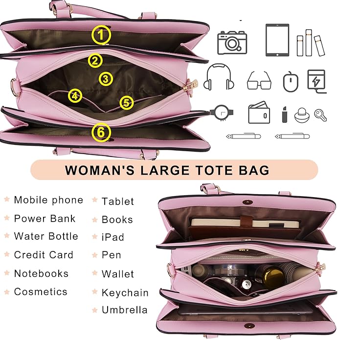 Purses for Women Handbag Wallet Tote Shoulder Hobo Bag Top Handle Satchel Purse Set 2pcs with 3 Compartments