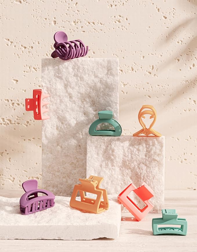 Small Hair Clips for Women Girls, 8 PCS 1.6 Inch Hair Claw Clips for Thin/Medium Thick Hair 4 Style Matte Hair Jaw Clips Non-Slip Tiny Hair Accessories