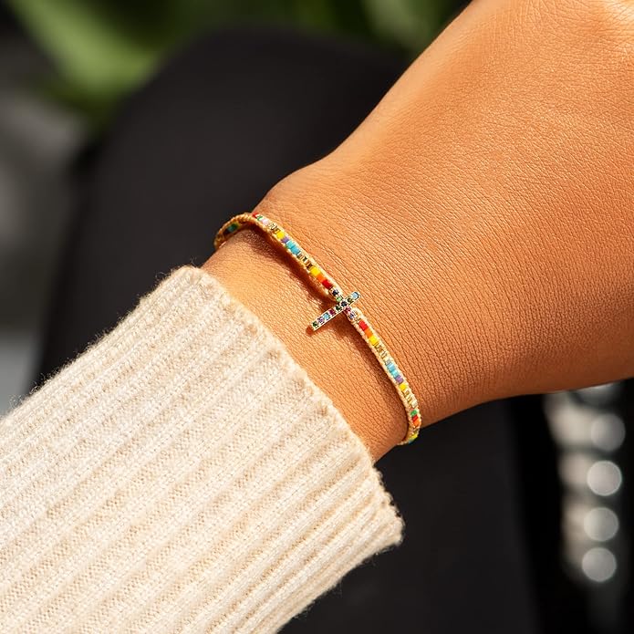 STORYJEWELLERY Christian Gifts for Women, Religious Confirmation and Baptism Gifts, Cross Bracelet for Women, Easter Gift, Encouragement Presents, Christian Jewelry