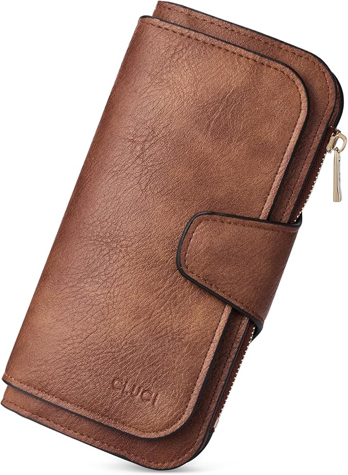 CLUCI Wallet For Women PU Leather RFID Blocking Womens Wallet Bifold Card Holder with ID Window Gifts for Women Birthday | RFID Blocking, Designer, Trifold, Card Holder, ID Window