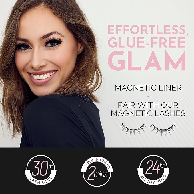 Luxillia Magnetic Eyeliner for Magnetic Eyelashes, Upgraded Strongest Hold, Most Natural Look, Waterproof, Smudge Proof Liquid Liner (Brown + Black)