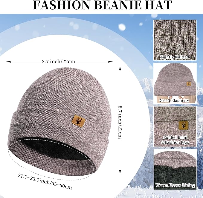 Winter Warm Beanie Hat Touchscreen Gloves Long Scarf Set for Women with Headband, Knit Cap Scarves with Tassel for Women