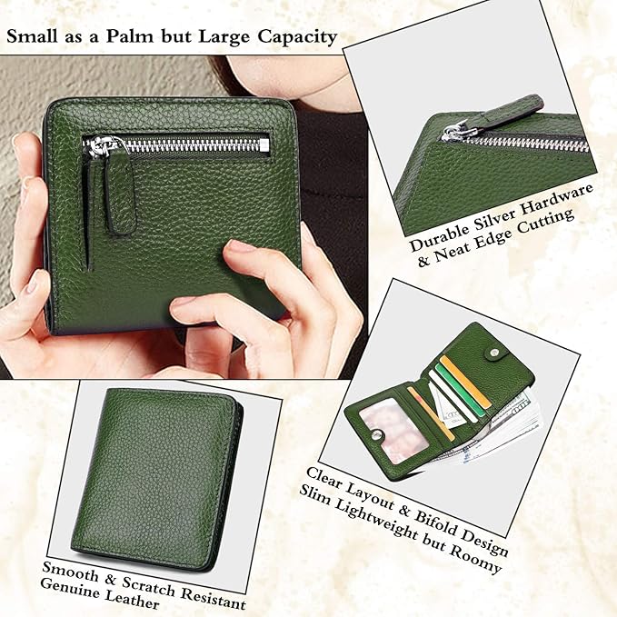 AINIMOER Small Leather Wallet for Women, Ladies Credit Card Holder RFID Blocking Women's Mini Bifold Pocket Purse