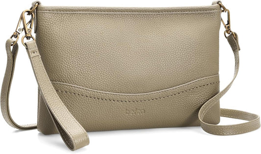 befen Genuine Leather Wristlet Wallet for Women Soft RFID Leather Clutch Purse with Built in Wallet Trendy Crossbody Bag