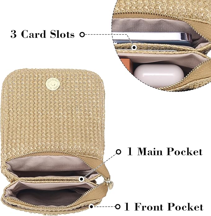 MINICAT Straw Small Summer Purses for Women Crossbody Purse Beach Bags for Everyday Cruise Travel Vacation Essentials | Straw, Small, Summer, for Everyday, Cruise, Travel, Vacation, Essentials