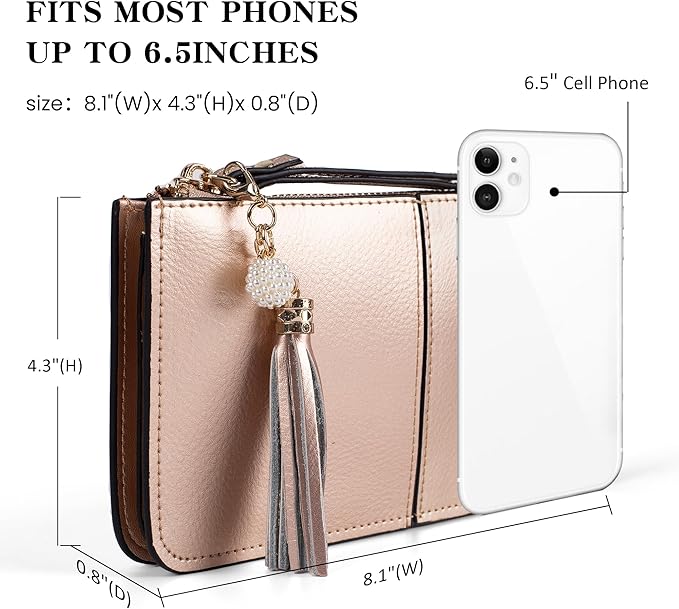 befen Genuine Leather Wristlet Clutch for Women Ultra-Slim Ladies Credit Card Holder Wallet Purses with RFID Protection