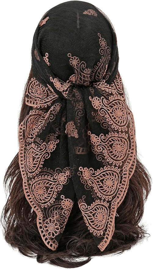 Floerns Women's Flower Embroidery Hair Scarf Headband Sheer Lace Hair Bandana