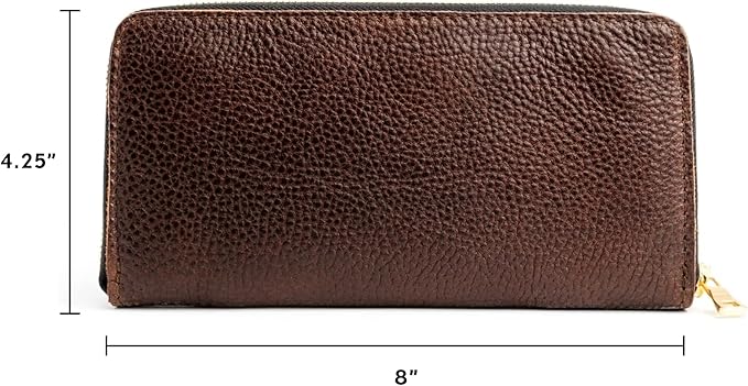 Portland Leather Goods Women's Accordion Zip Wallet – Handcrafted in Durable, Full-Grain Leather – 8 Card Slots & Secure Zippered Pocket – Coldbrew