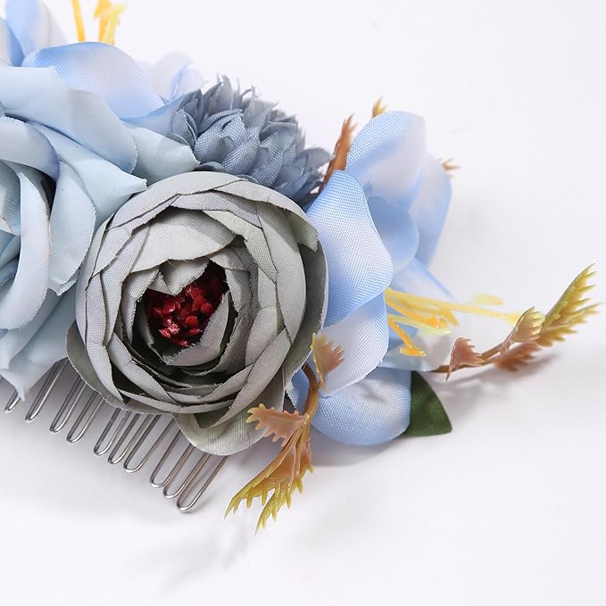 Flower Hair Clip for Women - Elegant Hair Accessory for Wedding, Party & Daily Wear (Aqua Blue)